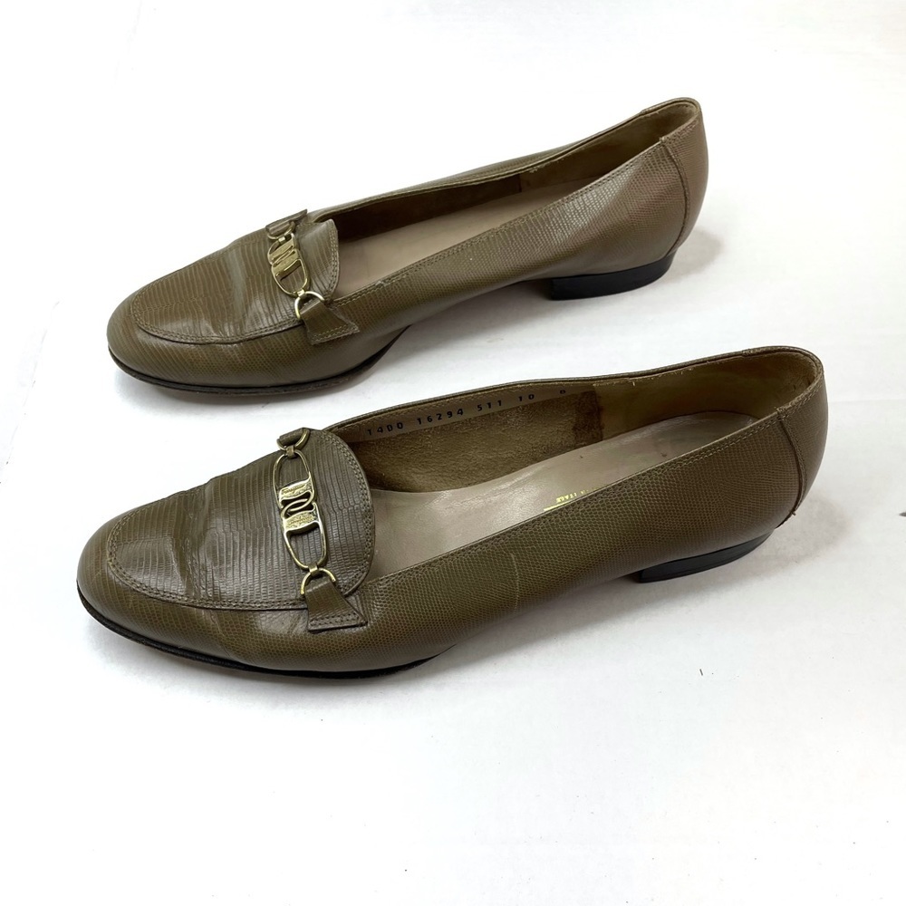 Salvatore Ferragamo Taupe Loafers with Gold Detail